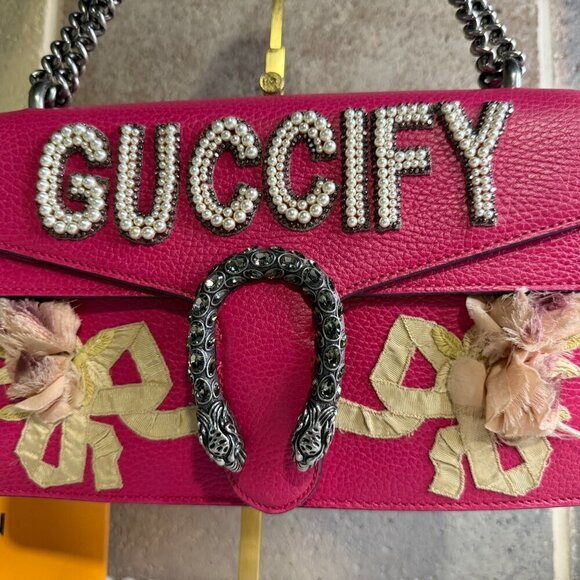 Auth Gucci GUCCIFY Embellished Dionysus Leather Shoulder Bag - Picture 11 of 16